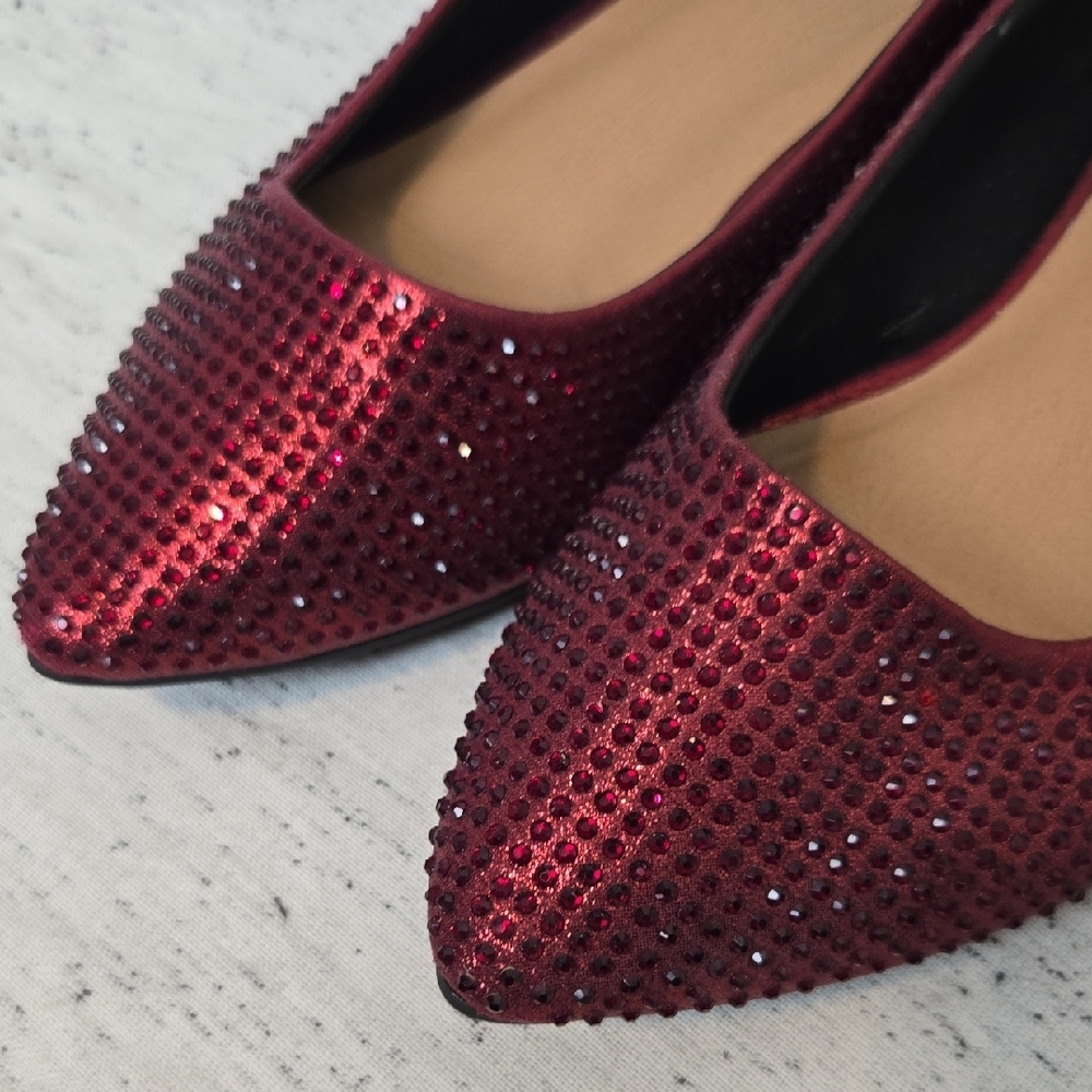 Torrid WW Sparkling Ruby Red Rhinestone Glitter Flats - Picture 3 of 7